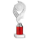 SILVER/RED 'OLYMPIC' HOLDER ASSEMBLED ON MARBLE (2" CEN/2" TUBE) - 9in